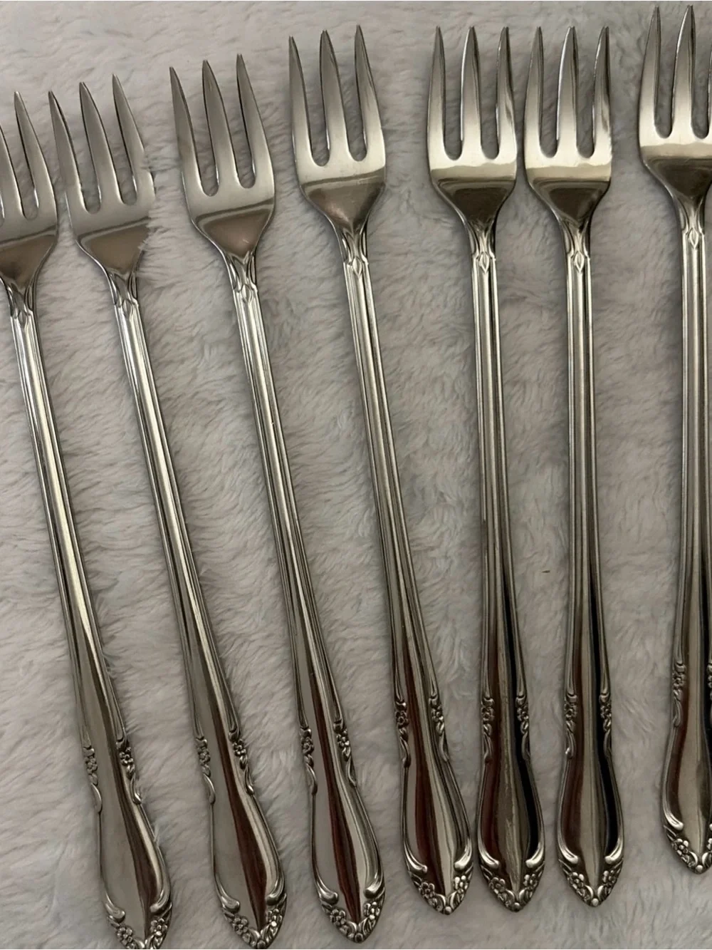Oneida Silver Plated Cocktail/Dessert Forks - Ornate Handle (Set)